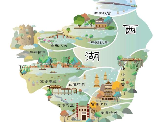 杭州西湖旅游图-西湖地图旅游地图