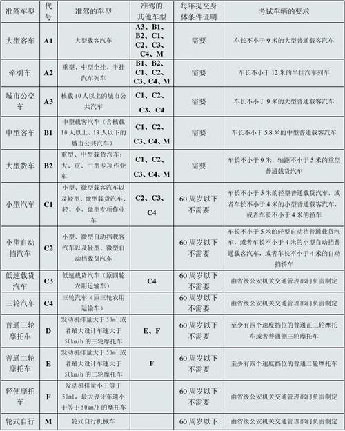 驾驶汽车类型分为什么（驾驶车辆类型）